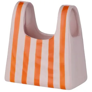BUTLERS Vase SHOPPING BAG Streifen in Orange / Beige | Gr.: onesize