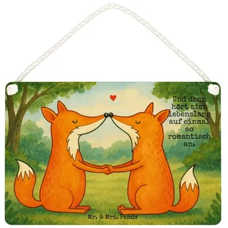 Mr. & Mrs. Panda Hinweisschild Füchse Liebe Design, Schild DIN A5, Weiß, Fox, Ehemann, holzbild, Fuc, (Packung), Fox Liebe Deko Wandbild weiß DIN A5 | 21 cm x 10 cm x 14.8 cm