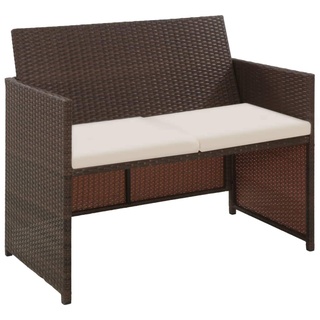 Tidyard Lounge Sofa 2-Sitzer Couch aus Poly Rattan, Wetterfesten und Wasserdichten, für Garten, Balkon, Terrasse, 100x56x85cm, Braun