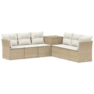 vidaXL Sofa Set 7-tlg. Beige/Cremeweiß