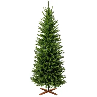 FairyTrees Künstlicher Weihnachtsbaum 220cm Bayerische Tanne Slim 100% PE Premium 100% Spritzguss Christbaum, Künstlich, Slim Form, sehr dichte Z...