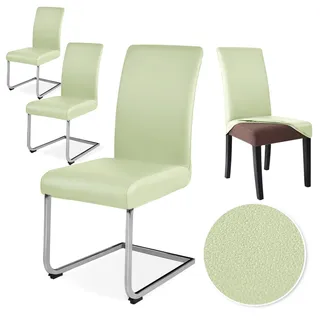 Alishomtll Stretch PU Stuhlhussen 4er Set Kunstleder Stuhlbezug Schwingstuhl wasserdicht Elastische Esszimmer Universell Waschbarer Stuhlbezüge für Küche Restaurant Hotel Hochzeit (Grün, 4 Stück)