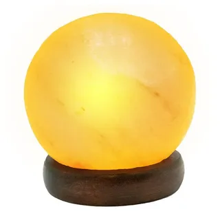 GLOBO LIGHTING LED Tischleuchte, LED-Leuchtmittel fest verbaut, Kaltweiß, Warmweiß, Neutralweiß, Tageslichtweiß, Farbwechsel, Tischleuchte Nachttischlampe Schlafzimmerlampe Salzkristall Kugel Holz