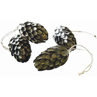 Loberon Anhänger 4er Set Lonrai, antikbraun | Tannenzapfen-Design - Natürliche Optik - Handarbeit - Christbaumschmuck - Weihnachtsdeko - Weihnachten - Eisen