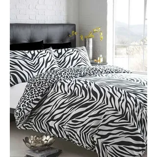 Bettwäsche-Set für King-Size-Betten, Zebramuster, Leoparden-Muster, Schwarz / Weiß