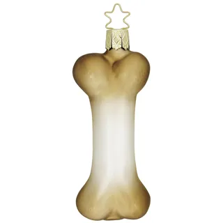 Christbaumschmuck Glas 10cm Hundeknochen mundgeblasen handbemalt Weihnachtskugeln weiß beige
