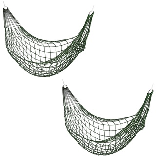 Relaxdays Netzhängematte 2er Set, leichte Outdoor Hängematte, für 1 Person, Camping oder Garten, bis 120 kg, dunkelgrün