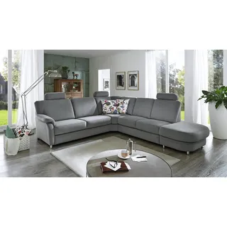 Ecksofa Wohnlandschaft Eckcouch Polsterecke Tavira Microfaser grau mit Federkern