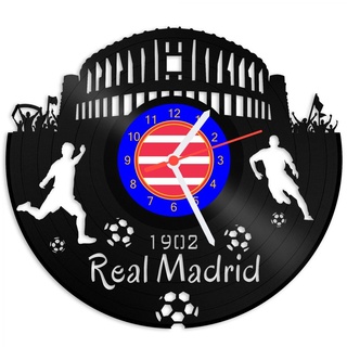 GRAVURZEILE Schallplattenuhr Real Madrid - 100% Vereinsliebe - Upcycling Design Wanduhr aus Vinyl Made in Germany