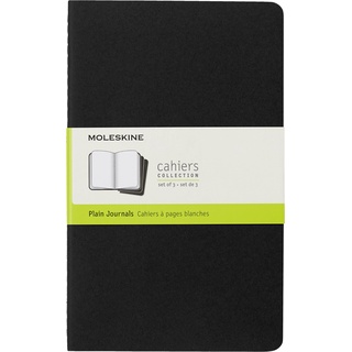 Moleskine Cahier Journal (3er Set Notizbücher mit blanko Seiten, Kartoneinband und Baumwollstickerei, Large 13 x 21 cm, 80 Seiten), schwarz