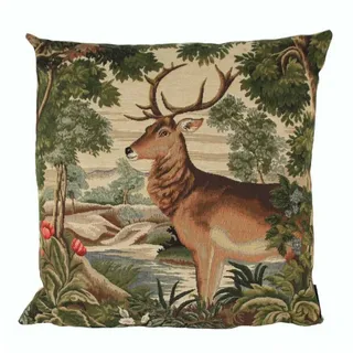 Mars & More Dekokissen Mars & More Gobelin Kissen Hirsch am Fluss ca. 45x45cm bunt