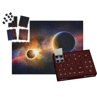 puzzleYOU: Puzzle-Adventskalender | „Weltraum und leuchtender Planet Erde“ – aus der Puzzle-Kollektion Astronomie