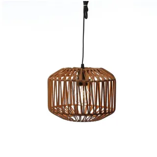 MARELIDA Hängeleuchte LED Lampenschirm aus Kunststoffseil für Terrasse Balkon 24,5cm Timer, LED Classic, warmweiß (2100K bis 3000K) braun
