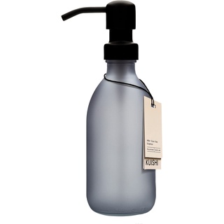 Kuishi Grey Matte Amber 250 ml Seifenspender aus Glas mit schwarzer Edelstahlpumpe, umweltfreundliches Recyclingglas