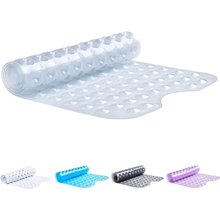 TranquilBeauty rutschfeste Badematte mit Saugnäpfen | Klar 100x40cm/40x16in Extra Lange Badewannenmatten | Maschinenwaschbar, Latex-frei | Duschmatte Ideal für Ältere & Kinder