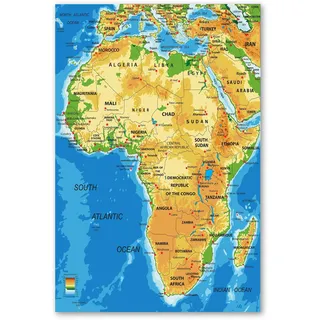 Postereck - 1043 - Afrika Karte, Länder Hauptstädte in Englisch - Unterricht Klassenzimmer Schule Wandposter Fotoposter Bilder Wandbild Wandbilder - Poster - 3:2-91,0 cm x 61,0 cm