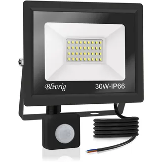 Jefedana LED Strahler mit Bewegungsmelder 30W 3000LM 6000K IP66, 1 Stück