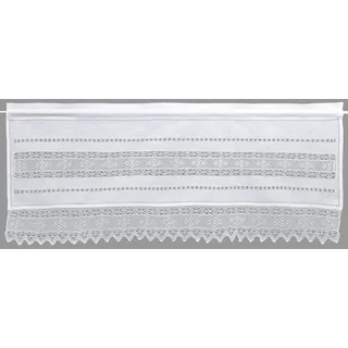 HOSSNER - ART OF HOME DECO Querbehang Birnhorn, Stangendurchzug (1 St), halbtransparent, Wirkware, Häkelspitze - ECHTE Handarbeit weiß 120 cm x 50 cm