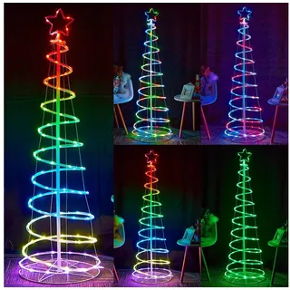 LMaxhome LED Baum Metall Spirale Weihnachtsbaum RGBW Licht Deko mit 8Funktions,Timer,USB, Fernsteuerung Außen Beleuchtet Lichterkette Garten Deko 1.2M/1.5M/1.8M 180 cm