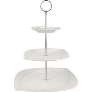 Festa Italia Etagere Porzellan - 3 Stöckig - Weiß Etageren - Kuchenständer Cupcake-Halter - Obstetageren - Obst Kekse Süßigkeiten Servierplatte - Gebäck gestuftes Serviertablett für Weihnachten