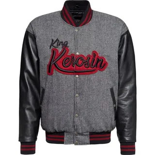 King Kerosin College Jacke - Script Herringbone M - Grau - M
