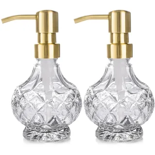 Glas Seifenspender Badezimmer Handseifenspender mit Edelstahlpumpe Flüssigseife und Lotionspender Vintage Seifenspender Set für Badezimmer Küche