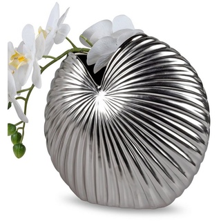 formano Dekovase Vase Tischvase rund Silber matt in 2 Größen wählbar silberfarben Ø 22 cm x 22 cm
