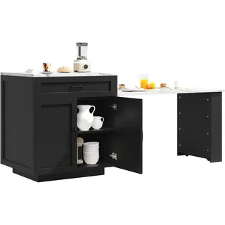 Okwish Ausziehbarer Stehtisch 133-202 x 70 x 93,5 cm Schwarz