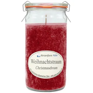 Duftkerze im XL-Weckglas®, Weihnachtstraum, 100% pflanzliches Stearin, KERZENFARM HAHN, mit reinen ätherischen Ölen, Brenndauer ca. 40h
