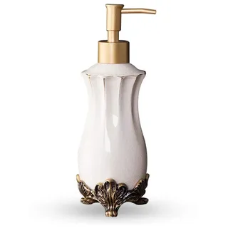 ZYQFY Vintage Keramik Seifenspender,Vintage Ice Crack Weiße Hand Soapdispenser Mit Quick Drücken Sie Die Pumpe Für Küche Und Bad, Porzellan Home Decor Toll Für Lotionen Ätherisches Öl Flüssigseifen