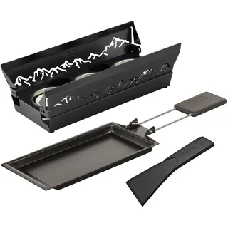 KUHN RIKON Candle Light Mini Alpenglühen Raclette Set, schwarz, Antihaft-Grill-Pfännchen, mit Teelicht