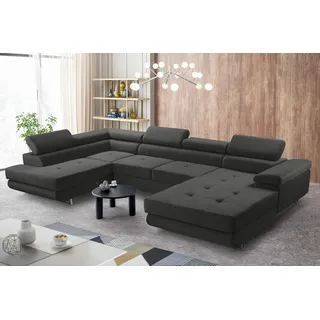 Ax Living Arborio Xl Wohnlandschaft Xxl U Form Sofa Dunkelgrau 352cm L