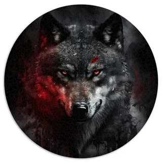 1000 Teile Puzzles Erwachsene Puzzles Geschenke Wolf Kreative runde Puzzles für Erwachsene und Kinder, Papppuzzles Puzzle für Sommerliebhaber (Größe 67,5 x 67,5 cm)