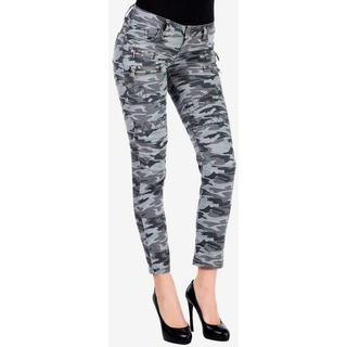 Cipo & Baxx Slim-fit-Jeans mit trendigem Military-Muster grau 26