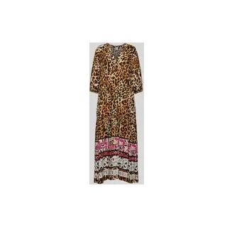 Maxikleid mit Allover-Muster, Beige, 36