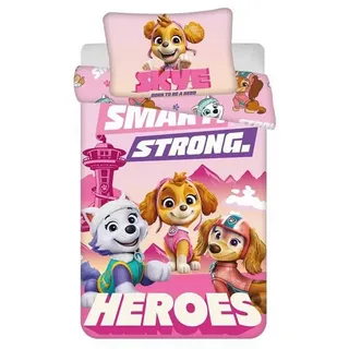 PAW PATROL Kinderbettwäsche Bett Wäsche Set Bettbezug Sky Rosa Wendebettwäsche 100×135cm, 100% Baumwolle