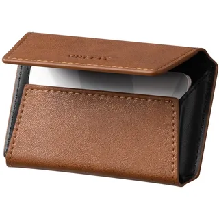 VULKIT Visitenkartenetui aus Leder für Herren, schlanke Tasche, Visitenkartenetui, Namenskartenetui, Halter, hält 20 Visitenkarten, Braun, Schlank, Minimalistisch