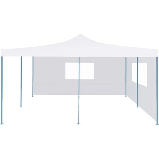 Partyzelt Pavillon Faltpavillon Camping Pavillon Faltmit 2 Seitenwänden 5x5 m Weiß - Festzelt für Garten Terrasse Party