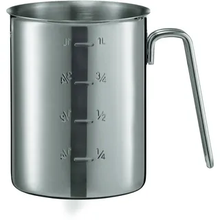 Rösle Messbecher, Hochwertige Messkanne mit Maßzahlen innen und außen, Inhalt 0,5 L, Edelstahl 18/10, Rundumschüttrand, Drahtgriff, Gastroqualität, spülmaschinengeeignet, Silberfarben