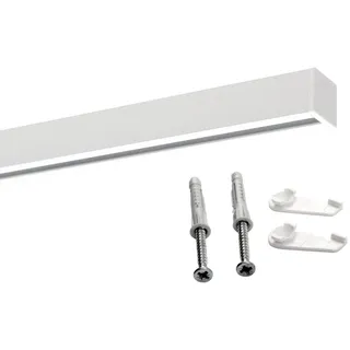 Deco-Raum Gardinenschiene Innenlauf Square eckig flach, 1-läufig, Wunschmaßlänge, kürzbar, Bohren, Deckenbefestigung, Aluminium, Flächenvorhang Schiene Innenlaufstange für Vorhänge mit Spannriegel weiß 330 cm