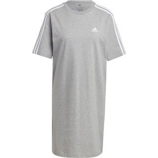 Adidas Women Essentials 3-Streifen Single-Jersey-Boyfriend-Kleid, XL, Medium Grey Heather/White, X-Large