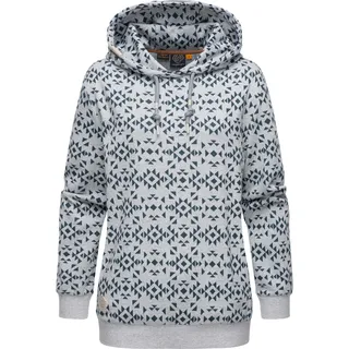 Hoodie RAGWEAR "Cinda", Damen, Gr. S (36), grau (hellgrau), Sweatware, 70% Baumwolle, 30% Polyester, modisch, bequem hüftbedeckend, asymmetrischer Ausschnitt, Langarm Ärmel ohne Ärmelschlitz Rippbündchen, Sweatshirts, modischer Kapuzenpullover mit hohem Kragen