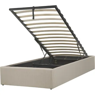 Beliani Beliani, Polsterbett Hellbraun Stoffbezug mit Lattenrost 90 x 200 cm