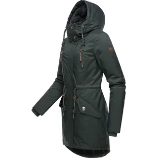 Ragwear Damen Wintermantel warm gefütterter Parka lang wasserdicht mit Kapuze Elsie Melange Dark Green Gr. 3XL - 3XL