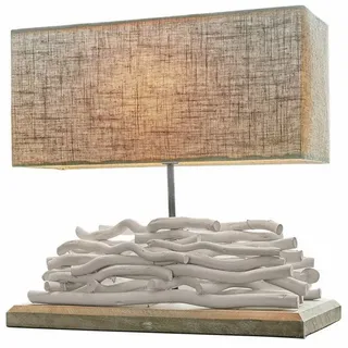 Mirabeau Tischleuchte Tischlampe Caribou leinen/weiß beige