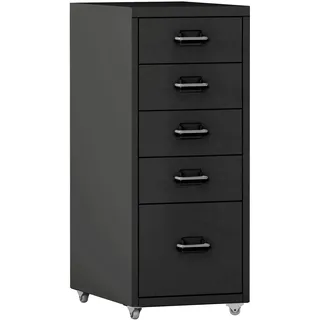 [en.casa] Kökar Rollcontainer 69 x 28 x 41 cm Schwarz