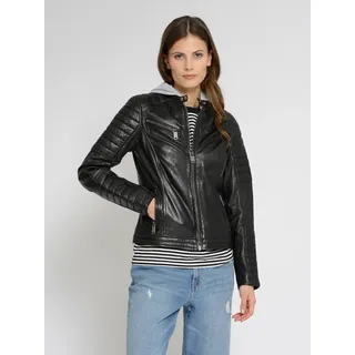 Lederjacke MUSTANG "31022111", Damen, Gr. S, schwarz, Obermaterial: 100% Lammleder. Futter: 100% Baumwolle. Ärmelfutter: 100% Polyester, Jacken