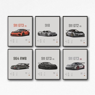 Dujoi Auto-Poster 911 GT3RS, Rennwagen-Wandkunst, Vintage-Auto-Poster für Männer, Auto-Kunstdrucke, 911 beschichtetes Papier, Karton-Drucke (ungerahmt, 17,3 x 30,5 cm)