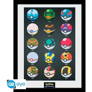 GB Eye, Bilder, Pokemon Framed Poster - Pokeballs (30 x 40 cm)