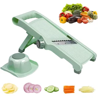 Gemüseschneider Verstellbar Gemüsehobel, Edelstahl Zwiebelschneider Gurkenhobel Kartoffelschneider Obstschneider Julienneschneider für Gemüse und Käse, Küchen Gadgets (A)